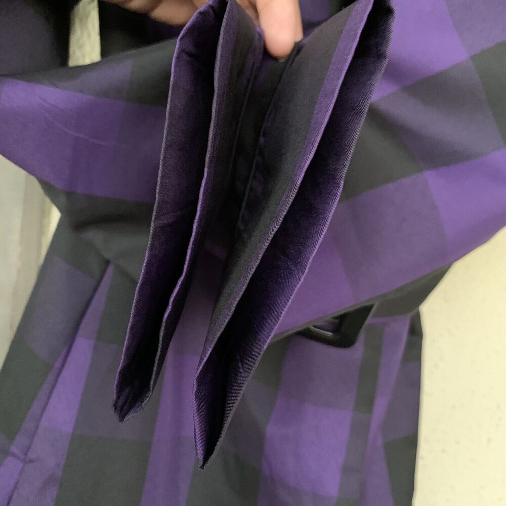 Candies Jacket Double Breasted Black And Purple Checkered Belted Coat Size XL - Picture 6 of 15